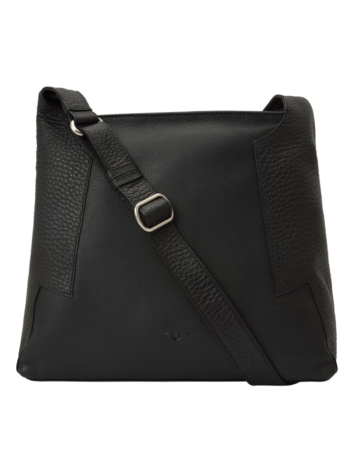 Boston Umhängetasche Leder 32 cm schwarz