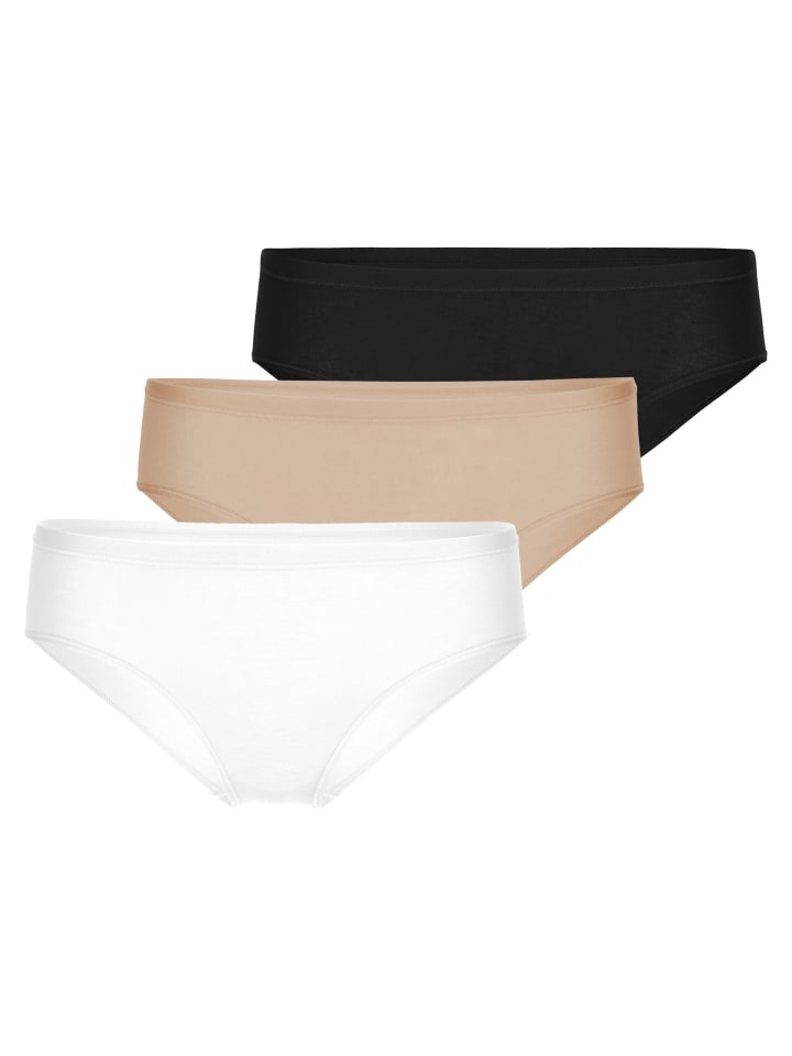 Slip 3er Pack in Schwarz/Weiß/Nude