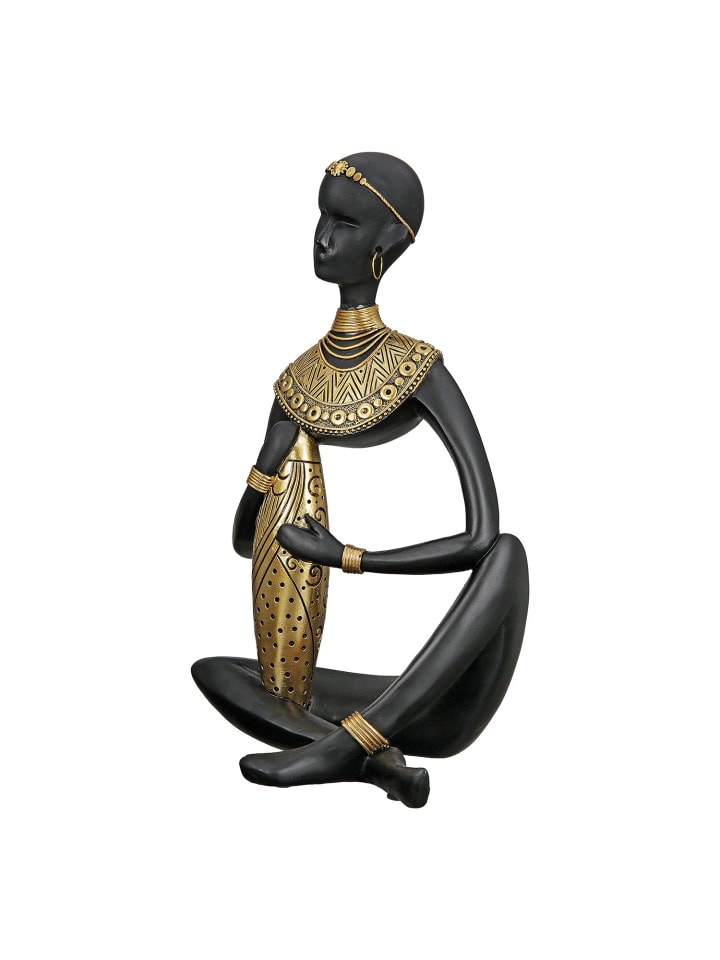 Figur Amari goldfarben, schwarz - (H) 32,5 cm