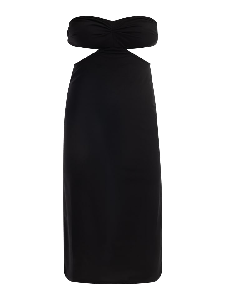 Damen Midikleid Mit Cut-Outs in Schwarz