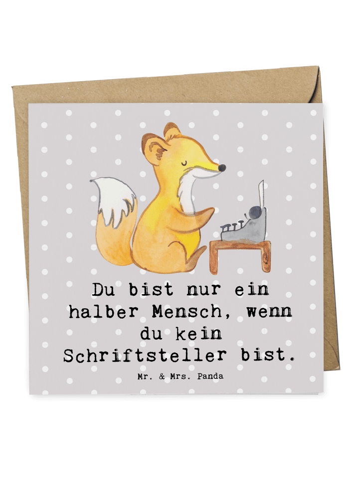 Deluxe Karte Schriftsteller Herz mit Spruch in Grau Pastell