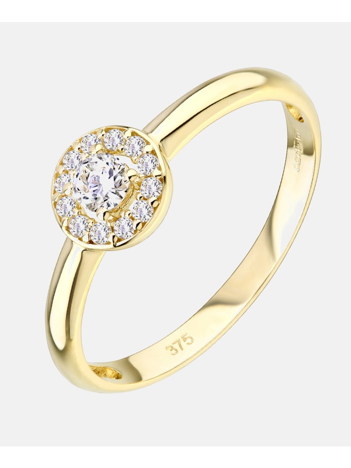 Verlobungsring aus 375 Gelbgold mit Zirkonia