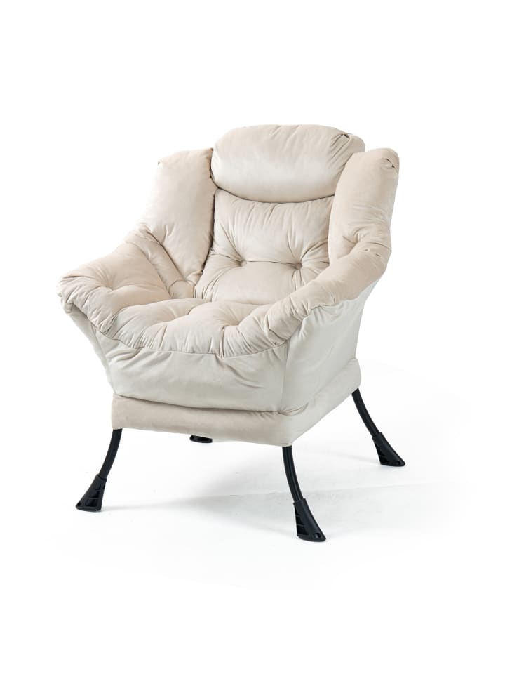 Loungesessel in Khaki mit Seitentasche Metallrahmen für Wohnzimmer
