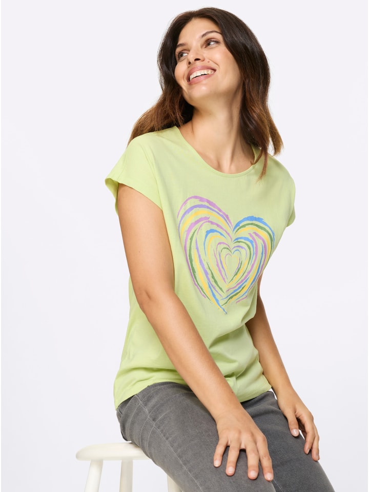 Kurzarm-Shirt in pistazie-orchidee