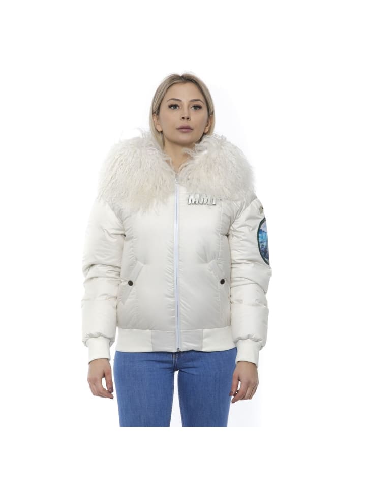 Weiß Polyester Damen Bomberjacke Jacke