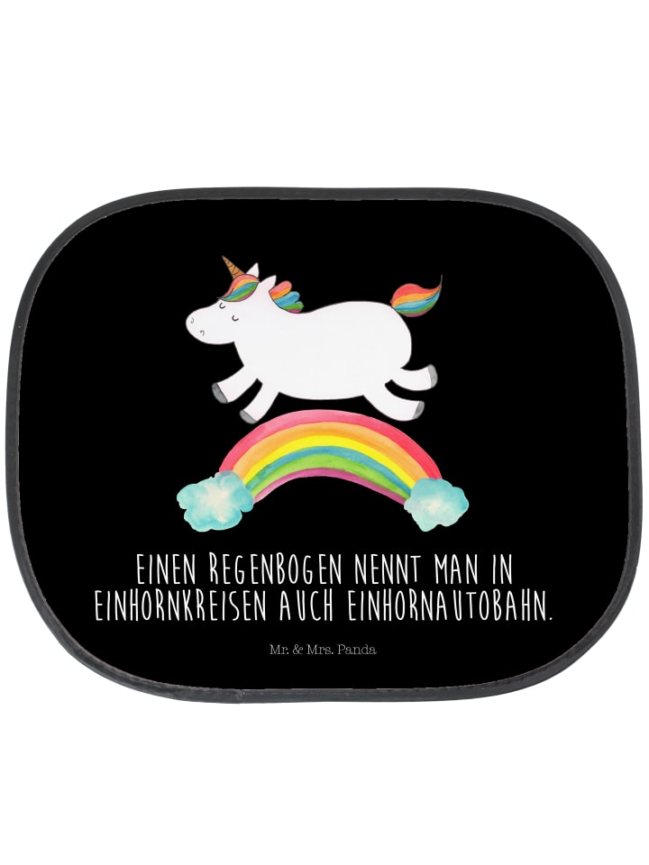 Auto Sonnenschutz Einhorn Regenbogen mit Spruch in Schwarz