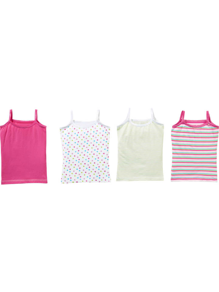 Baumwolle, Single-Jersey Mädchen-Unterhemd 4er-Pack in pink/bunt