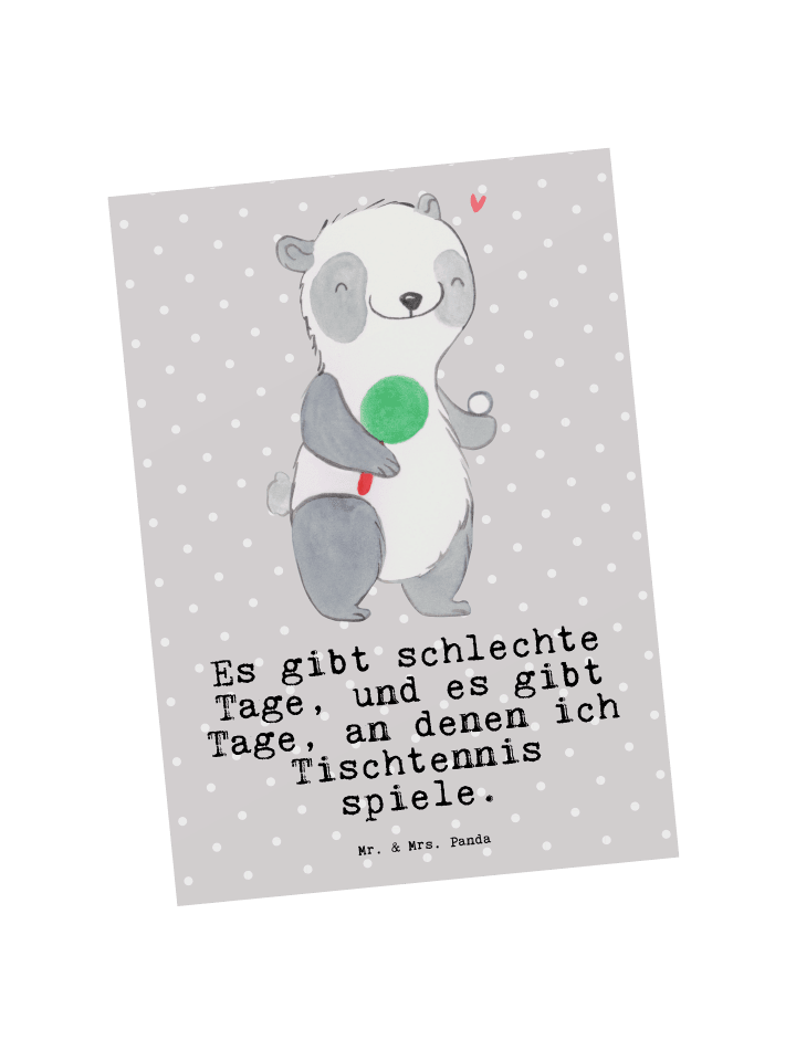 Postkarte Panda Tischtennis mit Spruch in Grau Pastell