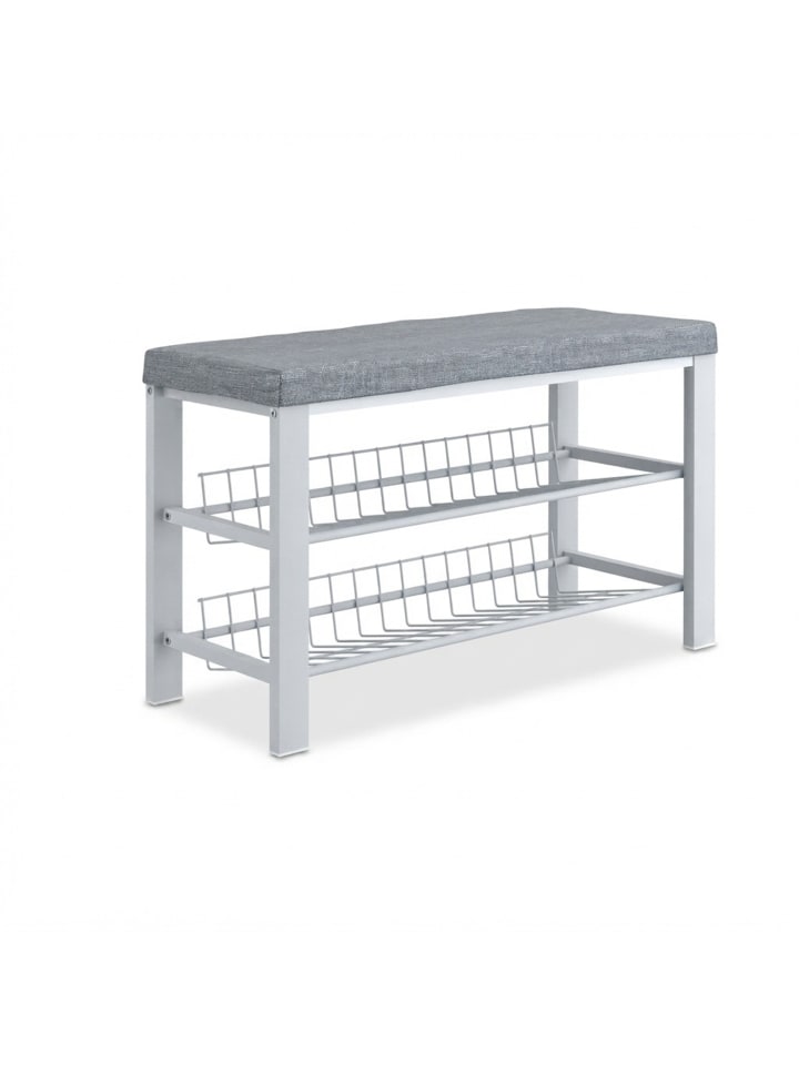 Schuhbank in Grau/ Weiß - (B)82 x (H)50,5 x (T)33 cm