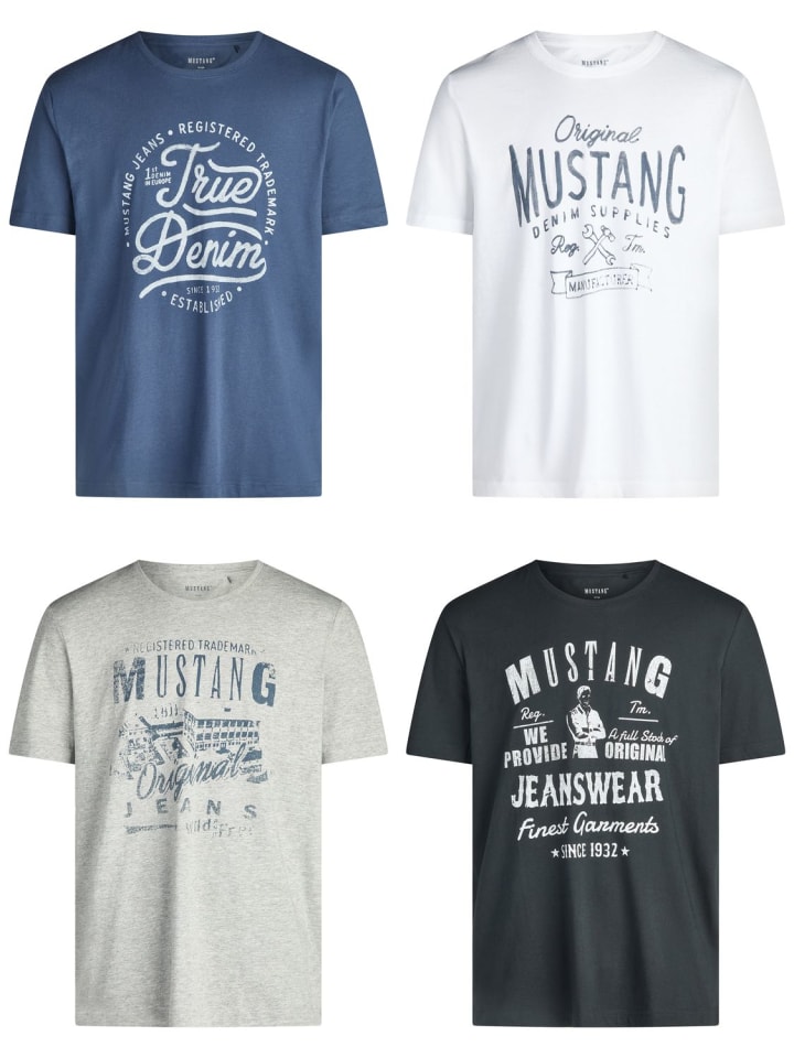 T-Shirt 4er Pack Mustang Herren T-Shirt in Mehrfarbig