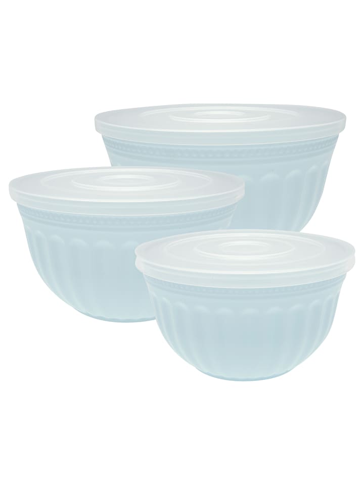 Kunststoff Schalenset ALICE PALE BLUE Blau mit Deckel 3er Set