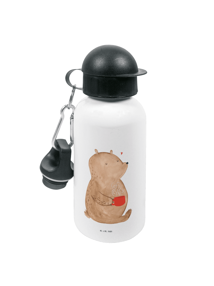 Trinkflasche Bär Kaffee ohne Spruch in Weiß