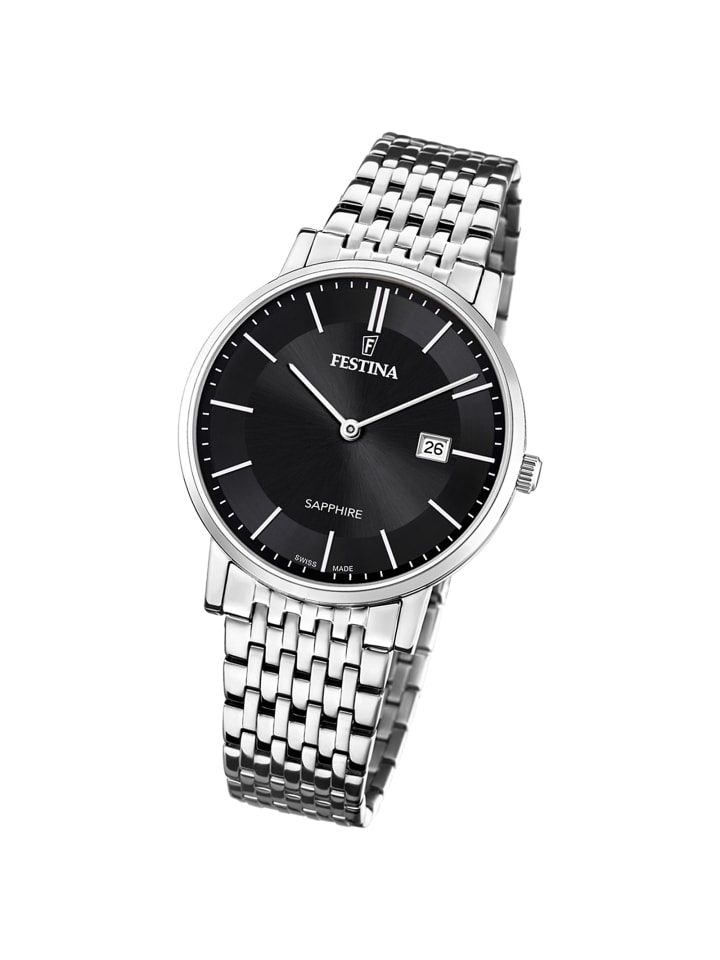 Analog-Armbanduhr Festina Swiss Made silber mittel (ca. 39mm)