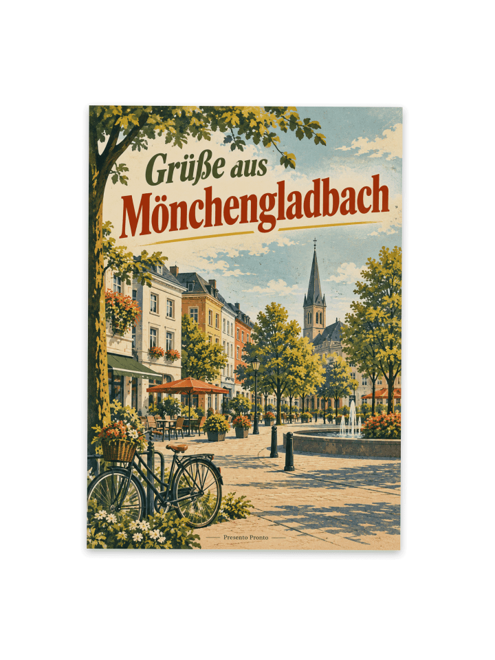 Postkarte Stadt nostalgisch Design mit Spruch in Weiß