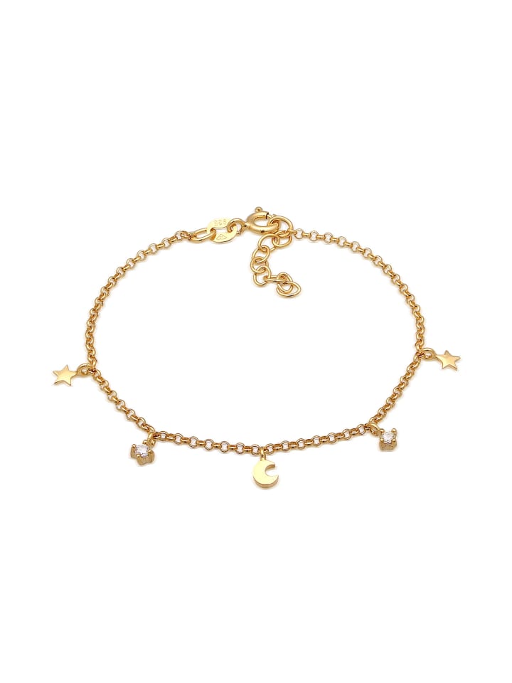 Armband 925 Sterling Silber Astro, Halbmond, Sterne, Stern in Gold