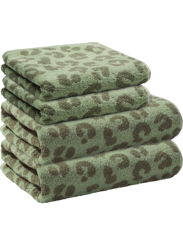 Frottier, Jacquard Frottier-Set 4-teilig in jade-oliv