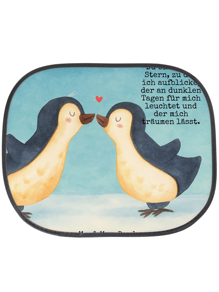 Sonnenschutz Pkw Pinguin Liebe Design mit Spruch in Weiß