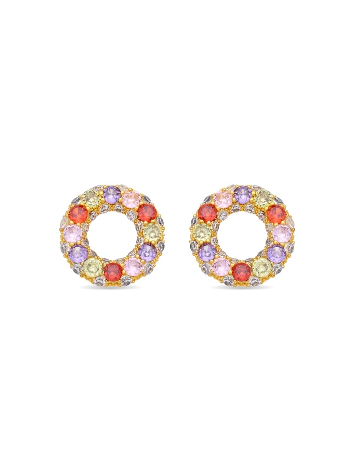 earrings in multicoloured zirconia with an 18-K yellow gold finish - Kahaylo
