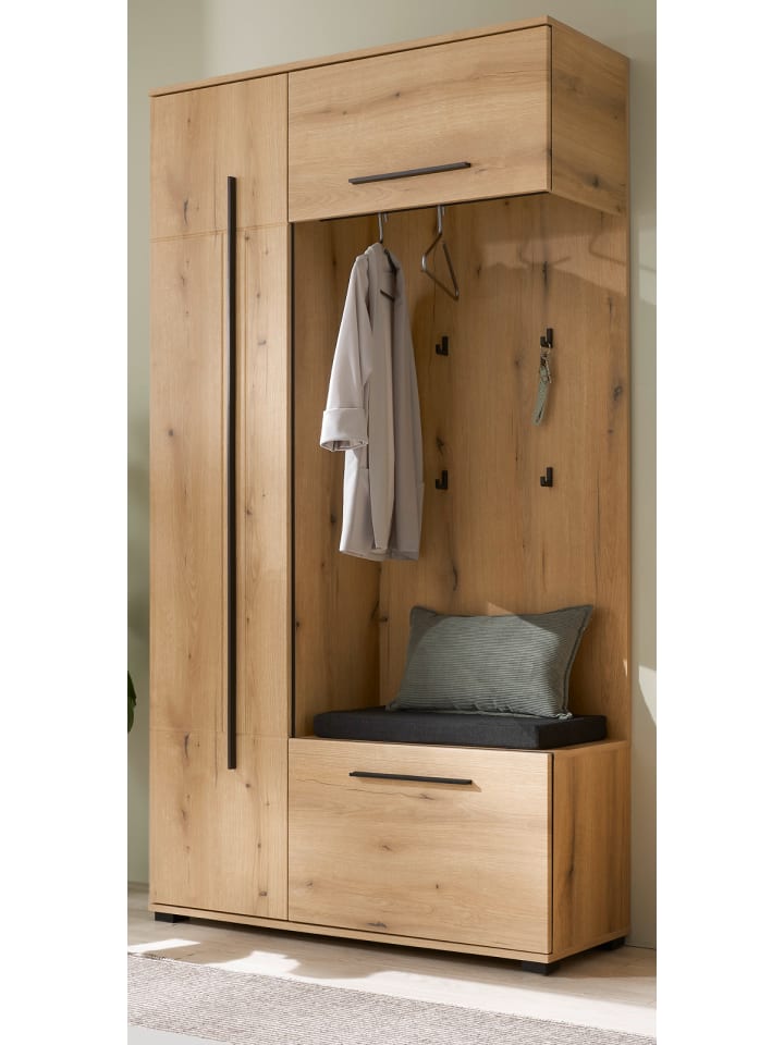 Kompaktgarderobe Evoke Eiche 111 x 200 cm, Garderobe mit Soft-Close