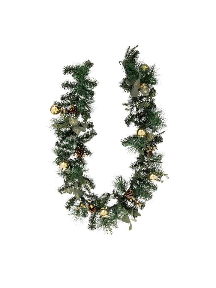 Weihnachtsgirlande mit Kugeln in Grün, 200 cm