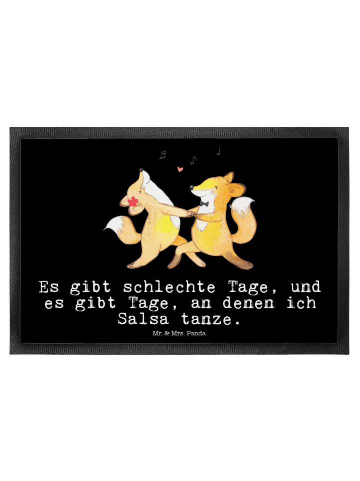 Schmutzmatte Füchse Salsa tanzen mit Spruch in Schwarz
