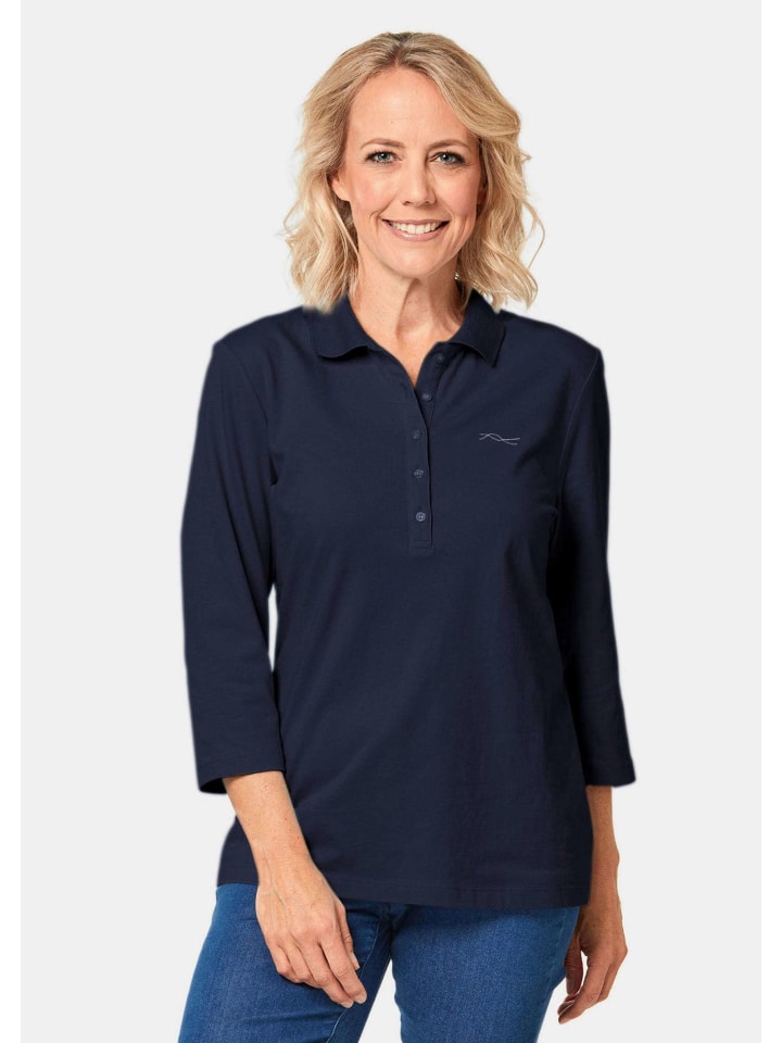 Baumwollshirt mit Glanzakzenten in marine