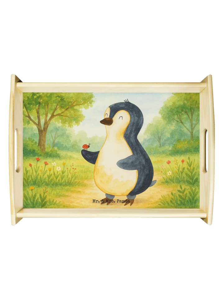 Holz Servierbrett Pinguin Marienkäfer Design oh... in Weiß