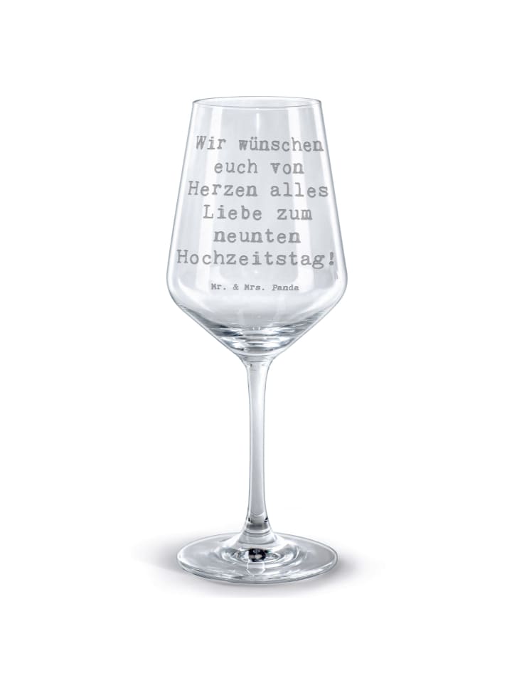 Rotweinglas mit Gravur Spruch 9. Hochzeitstag K... in Transparent