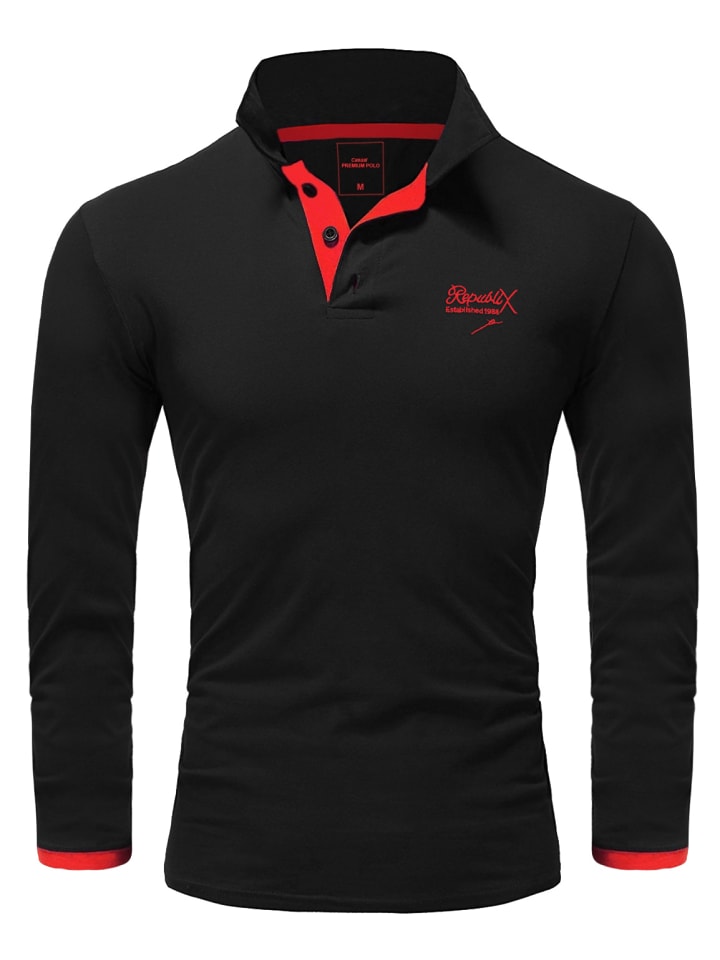 Poloshirt OWEN in Schwarz/Rot