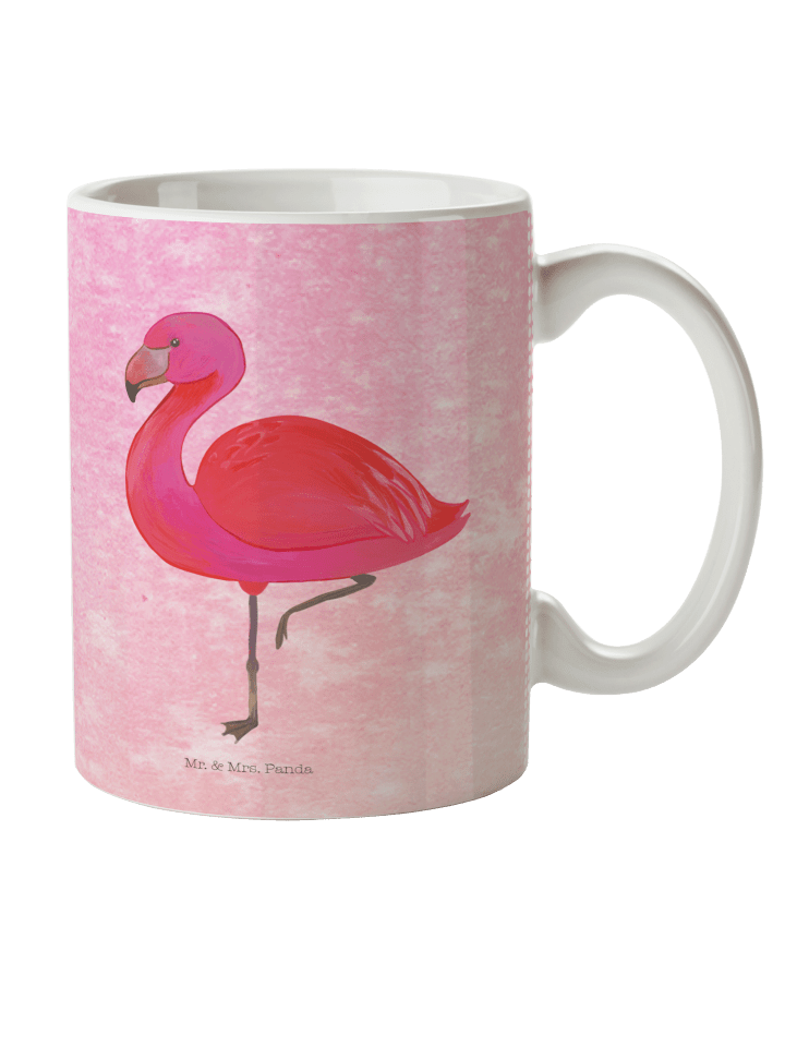Kaffeebecher Flamingo Classic ohne Spruch in Aquarell Pink