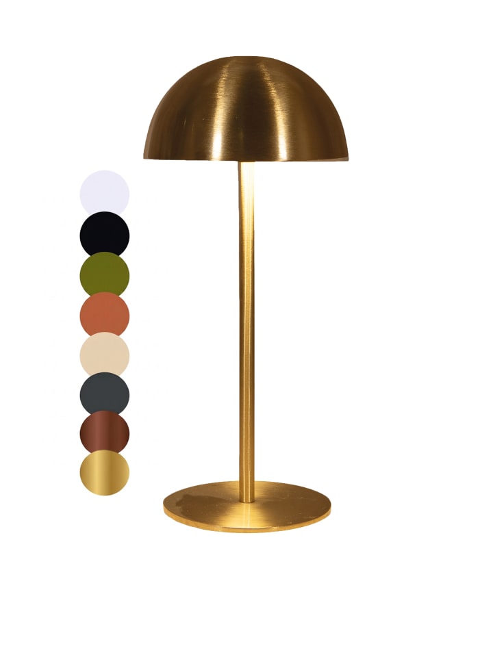 LED Tischlampe dimmbar Innen & Außen 22x9,5cm Rund in Gold