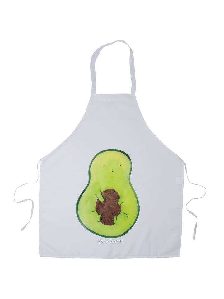 Latzschürze Avocado Kern ohne Spruch in Weiß