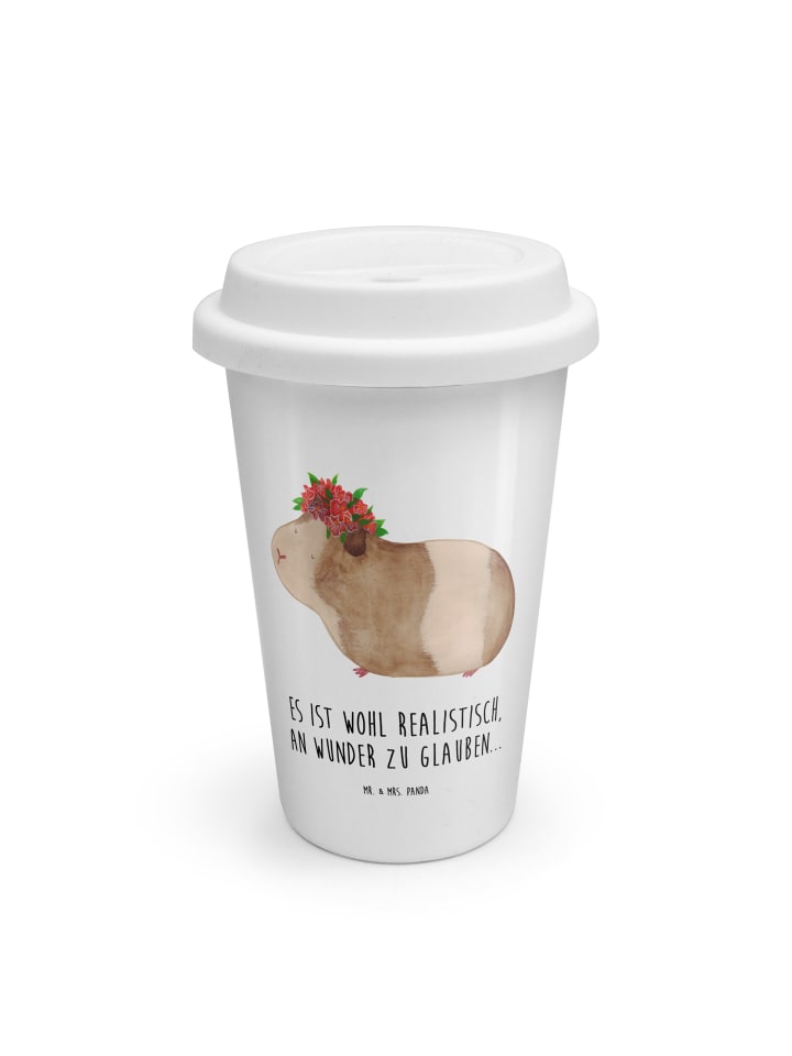 Isolierbecher Meerschweinchen Weisheit mit Spruch in Weiß