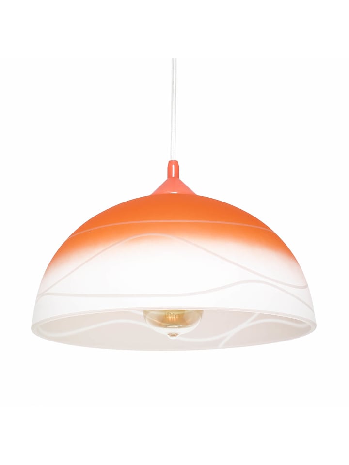 Pendelleuchte Ø 30 x (T)60 cm in Orange Weiß