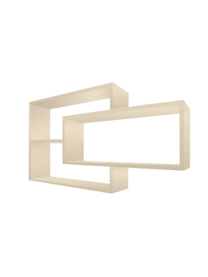 Wandregal Karo aus Holz in Beige