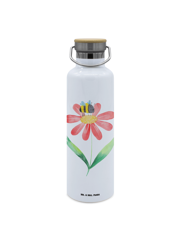 Outdoor Trinkflasche Hummel Blume ohne Spruch in Weiß