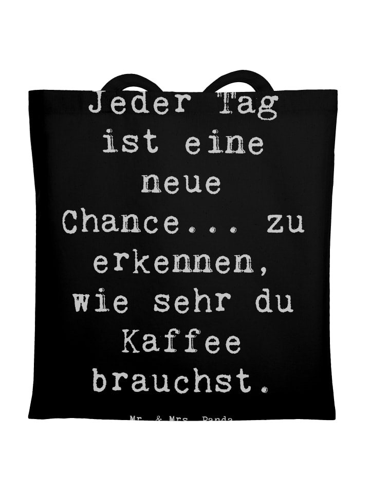 Tasche Spruch Motivation und Kaffee mit Spruch in Schwarz