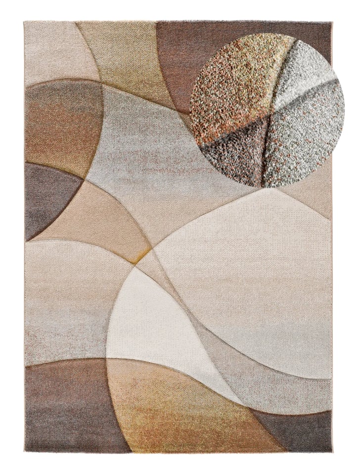 Kurzflor-Teppich BADET in terrakotta/beige