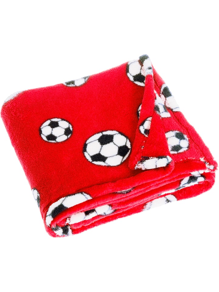 Fleece-Decke Fußball in Rot