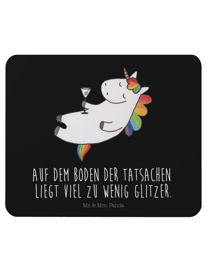 Mauspad Einhorn Blümchentail mit Spruch in Schwarz