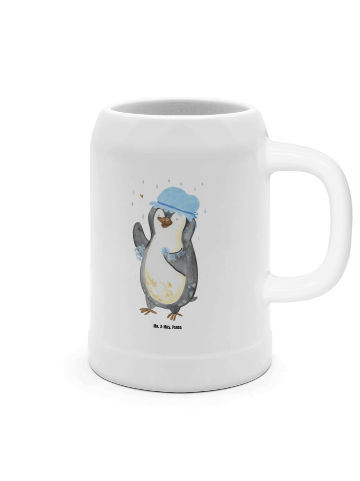 Krug Pinguin Duschen ohne Spruch in Weiß
