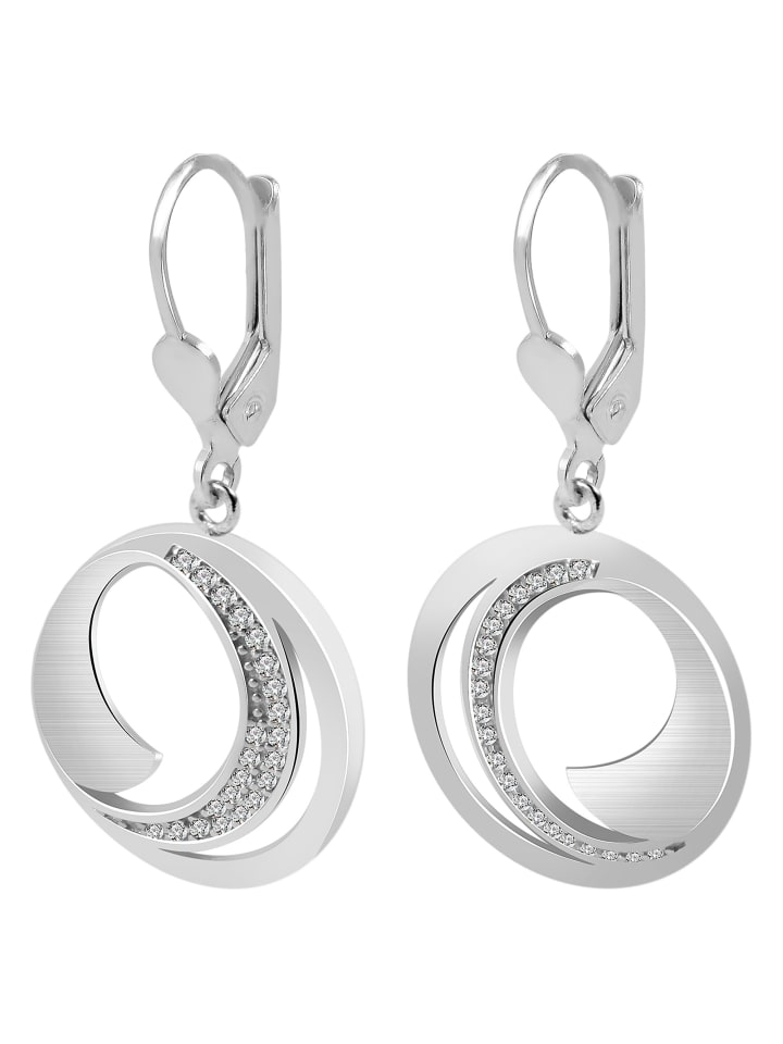 Damen Ohrringe – Ohrhänger aus 925 Silber mit Zirkonia in silber