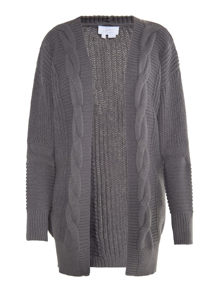 Damen Long Cardigan in Dunkelgrau