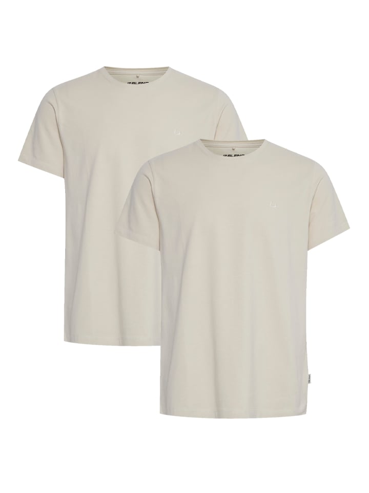 Rundhals T-Shirt 2-er Stück Pack Basic Shirt in Grau-2