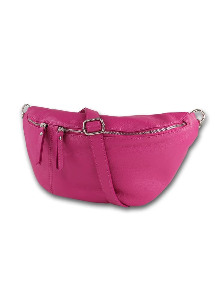 Leder Gürteltasche Toscanto Tasche pink, fuchsia ca. 37cm