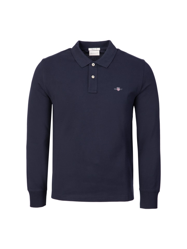 Langarm-Poloshirt Reg Shield LS Pique Rugger in dunkelblau