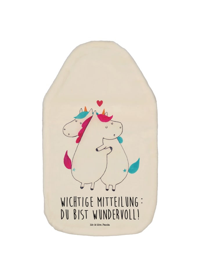 Wärmflasche Einhorn Mitteilung mit Spruch in Weiß