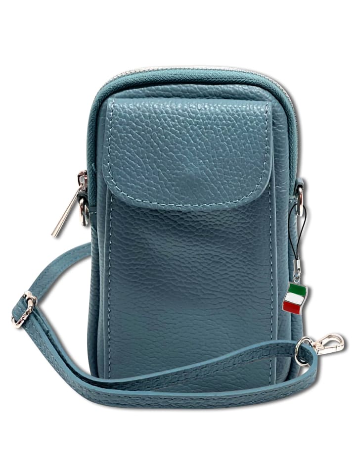 Florence Umhängetasche, Handtasche Leder hellblau ca. 12cm