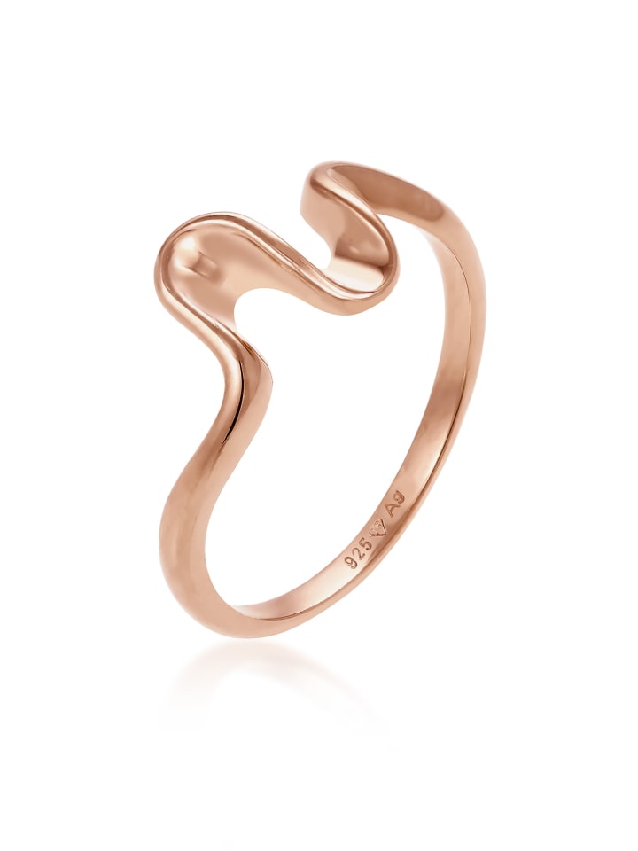 Ring 925 Sterling Silber Wellen in Rosegold