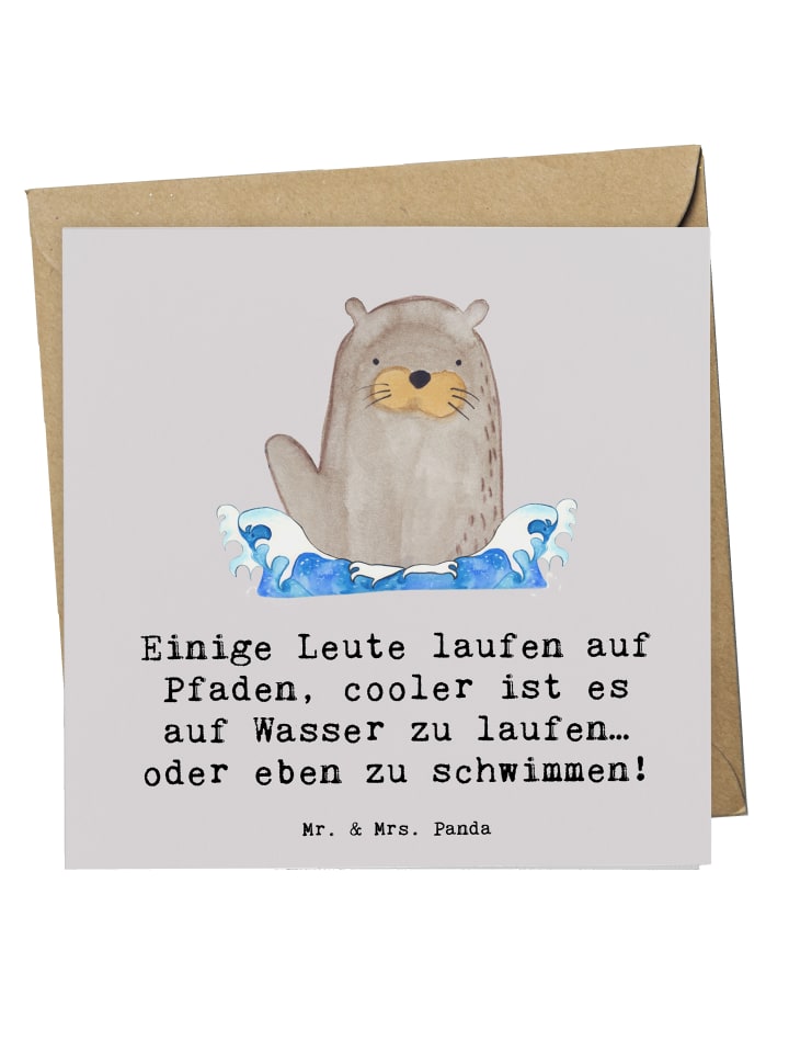 Grußkarte Schwimmen Pfade mit Spruch in Grau Pastell